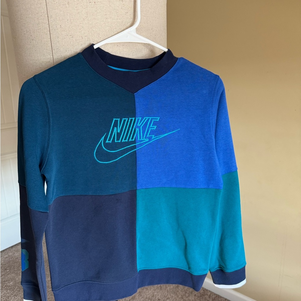 Nike Men's Crewneck Sweater - Navy and Teal